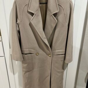 Elegant Vintage Tan Women's Wool Coat